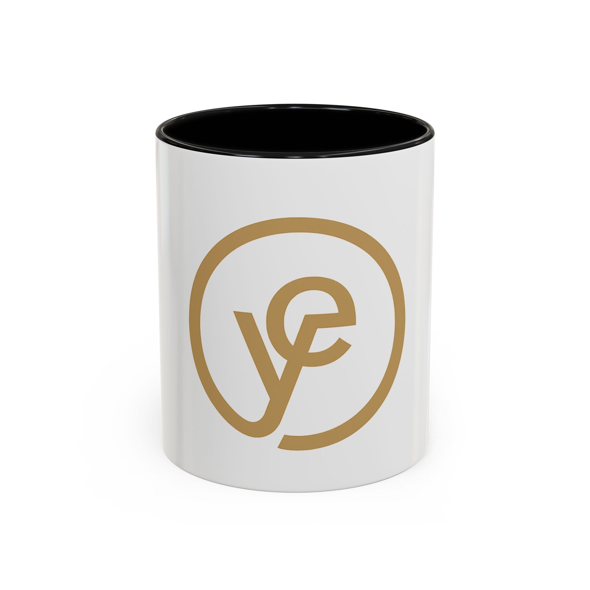 Gold Monogram Accent Coffee Mug — Elegant 've' Logo Ceramic Mug (11/15oz)