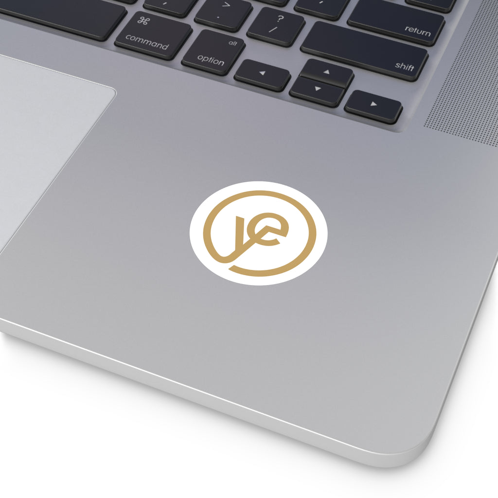 Gold Monogram Circle Vinyl Sticker — Elegant VE Logo Decal