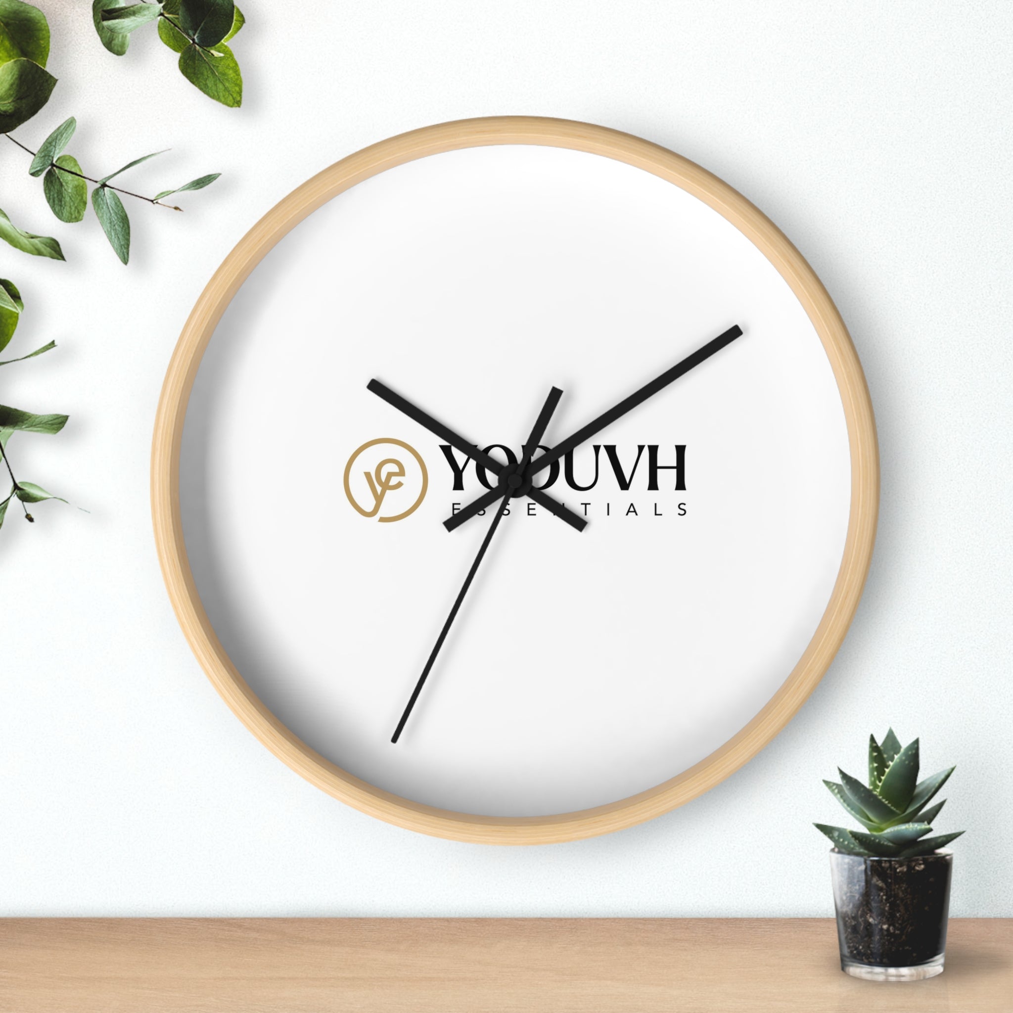 Minimalist Gold Monogram Wall Clock — Modern Circle Initial Design