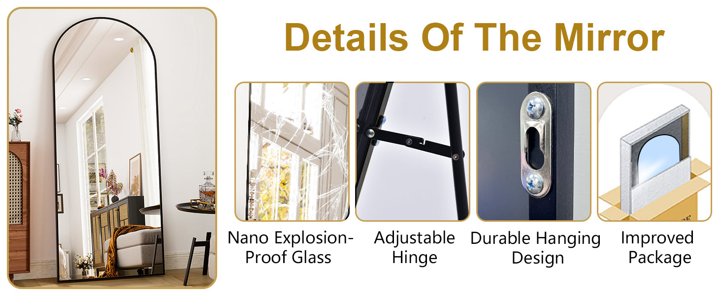 26" x 71" Full Length Mirror - Aluminum Alloy Frame Full Body Mirror - Extra Large Floor Mirrors for Bedroom, Living Room