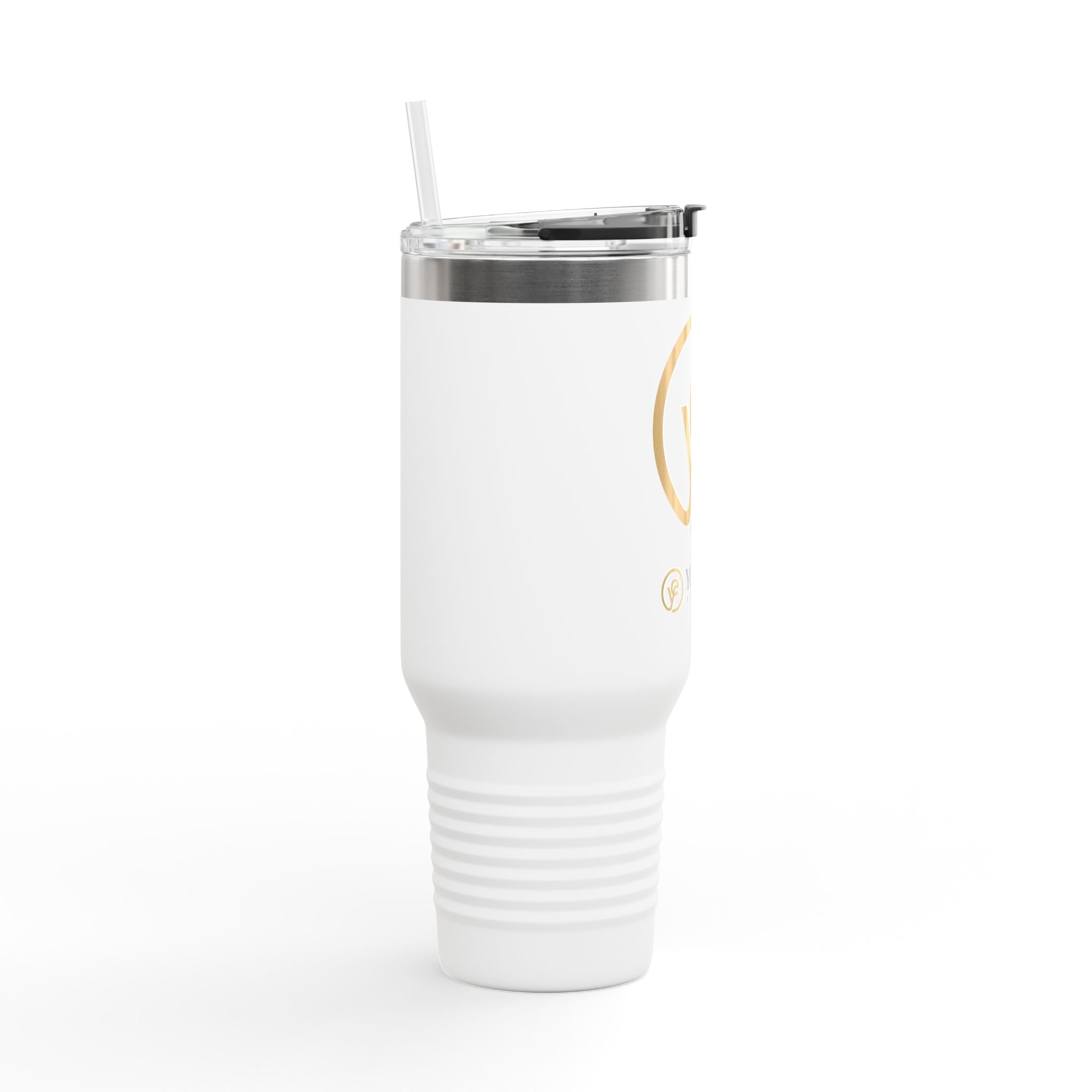 40oz Insulated Travel Mug — White Gold Logo Tumbler