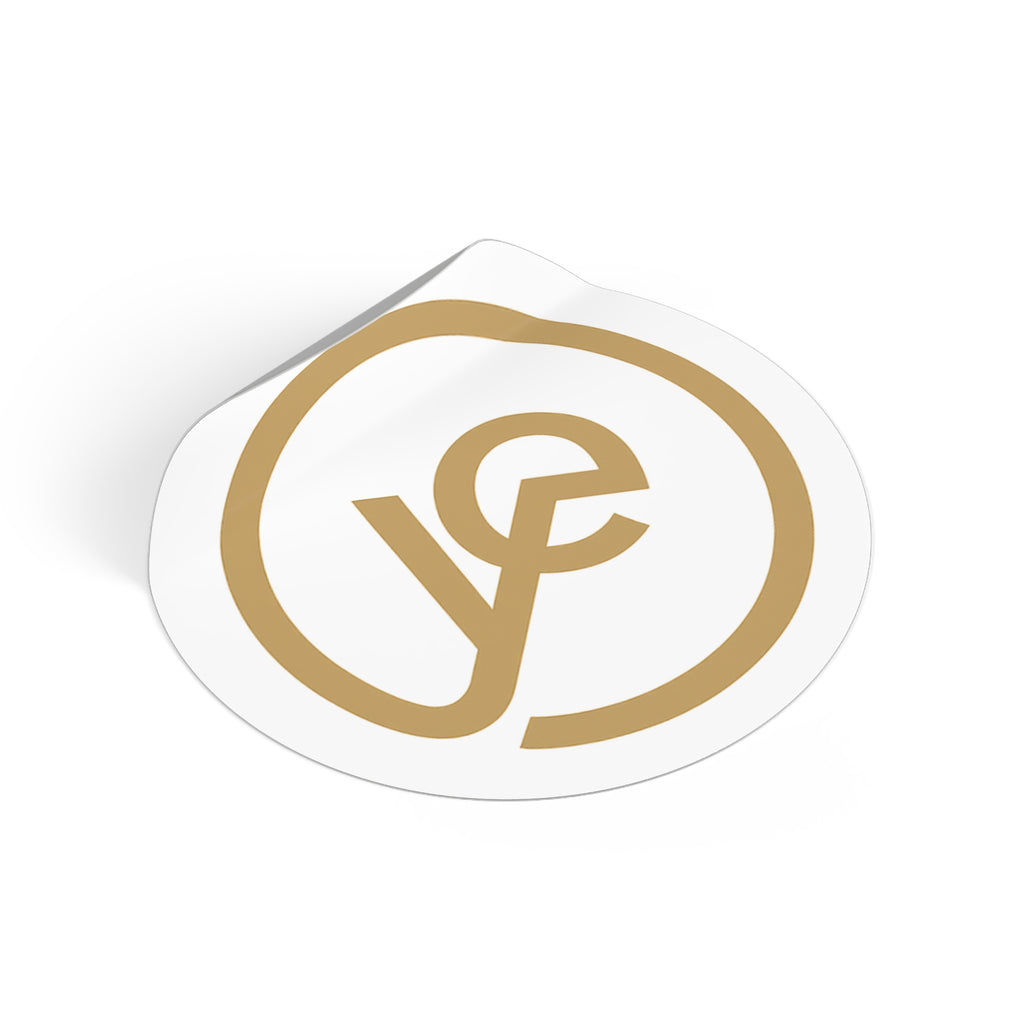 Gold Monogram Circle Vinyl Sticker — Elegant VE Logo Decal