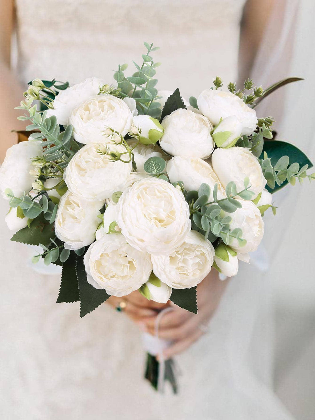 4 Bundles Peonies Artificial Flowers, 13.4in Silk Fake Flowers Bouquets for Home Wedding Decoration Table Centerpiece