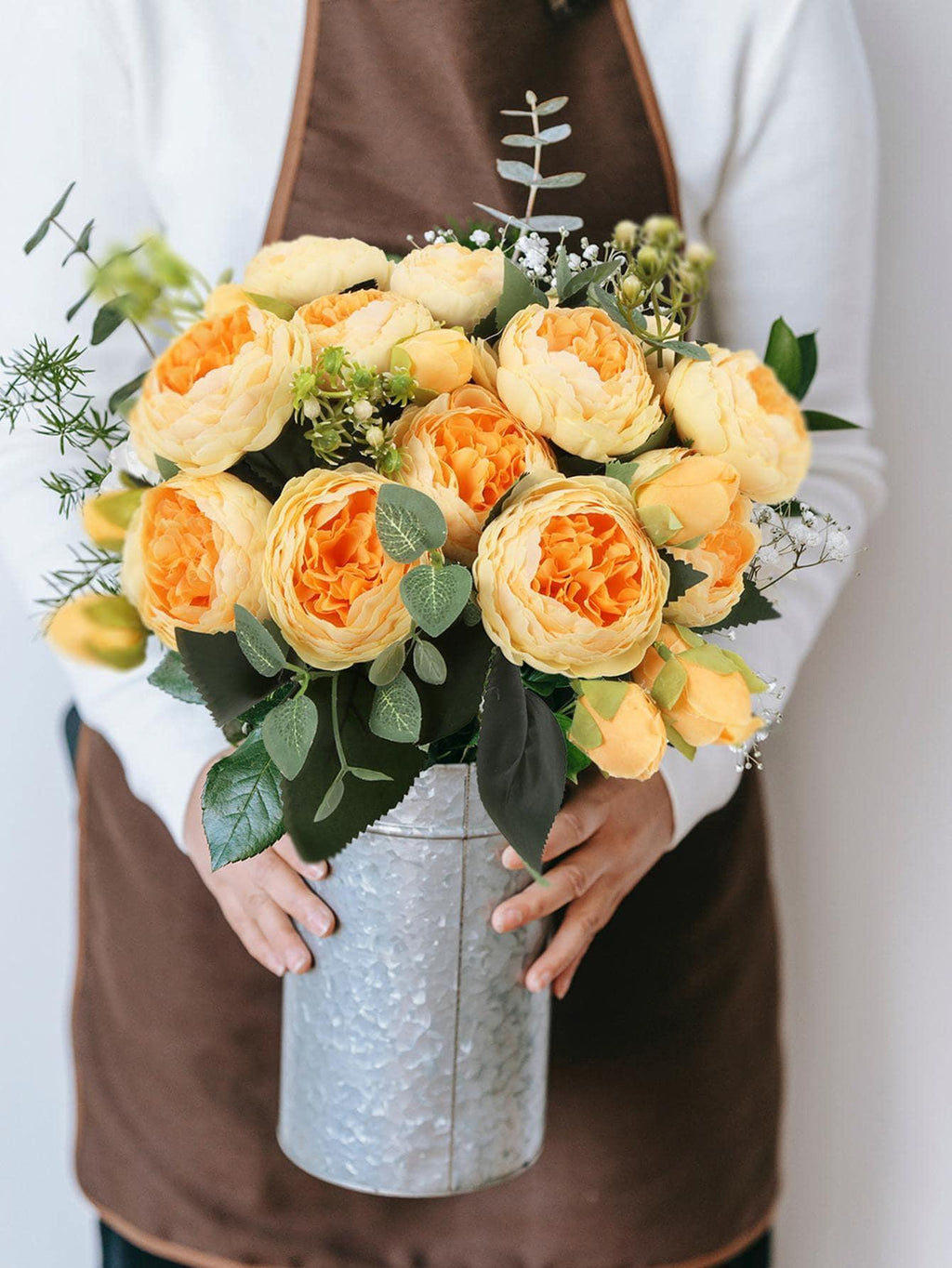 4 Bundles Peonies Artificial Flowers, 13.4in Silk Fake Flowers Bouquets for Home Wedding Decoration Table Centerpiece