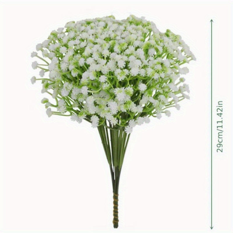 Zezzos 100 Pcs Baby's Breath Artificial Flowers, Fake Baby's Breath Flowers Artificial Bulk White Gypsophila Bouquets Real Touch