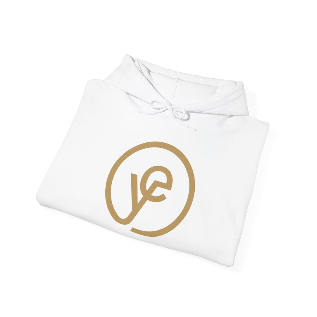 Yoduvh Essentials Logo Hoodie — Minimal Gold Emblem Pullover