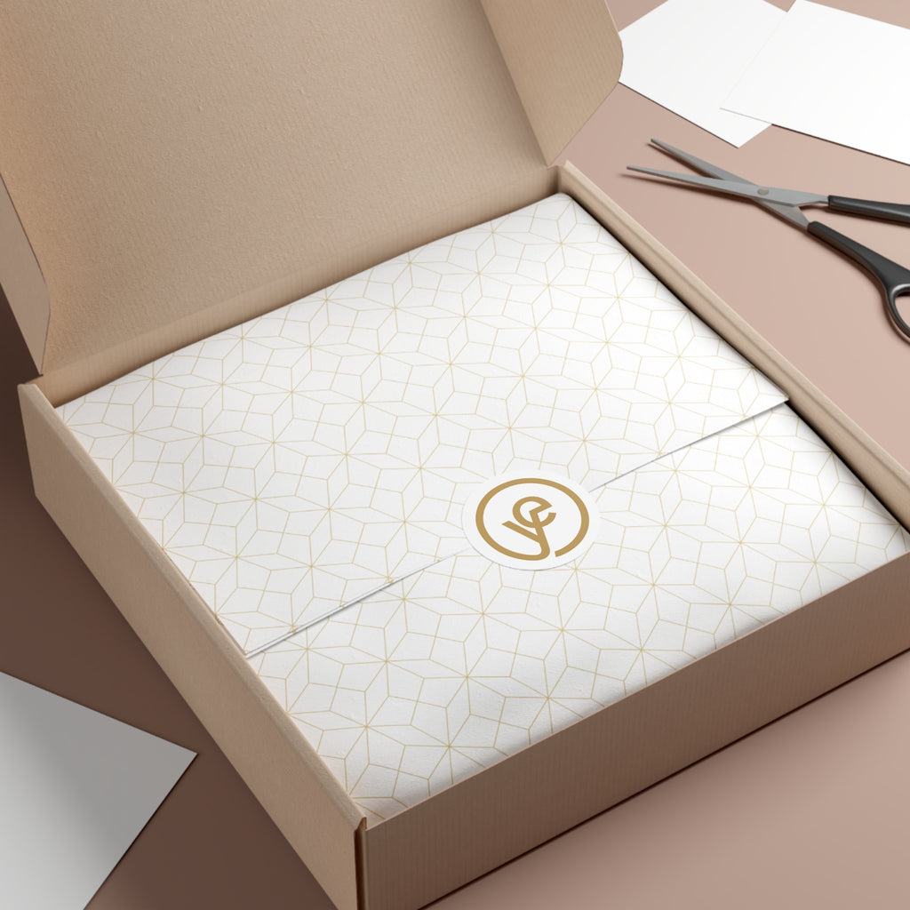 Gold Monogram Circle Vinyl Sticker — Elegant VE Logo Decal