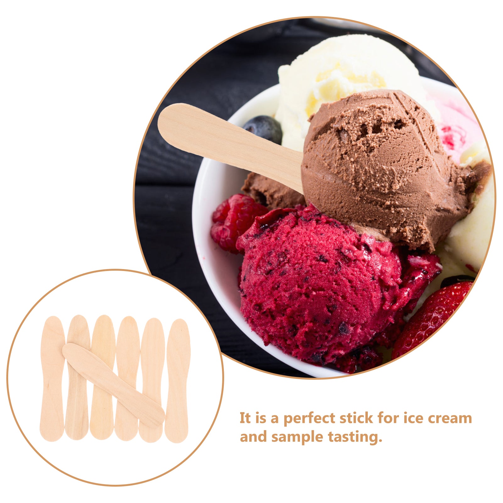 100pcs /set Healthy Nontoxic Smooth Natural Wooden Compostable Honey Sugar Scrub Yogurt Pudding Ice Cream Stick Tasting Spoon