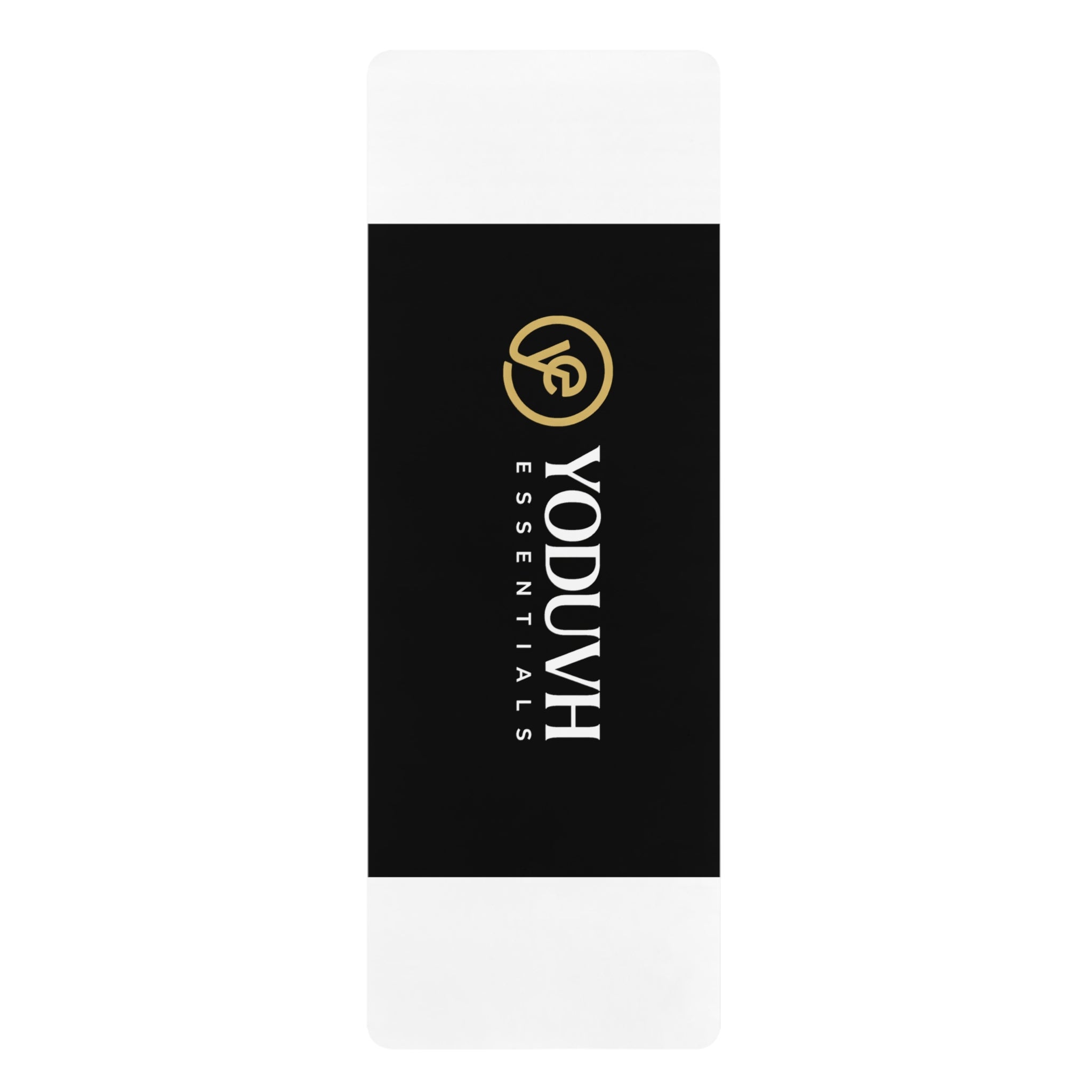 Yoga Mat — Black Rubber Mat with Gold YODUVH Essentials Logo