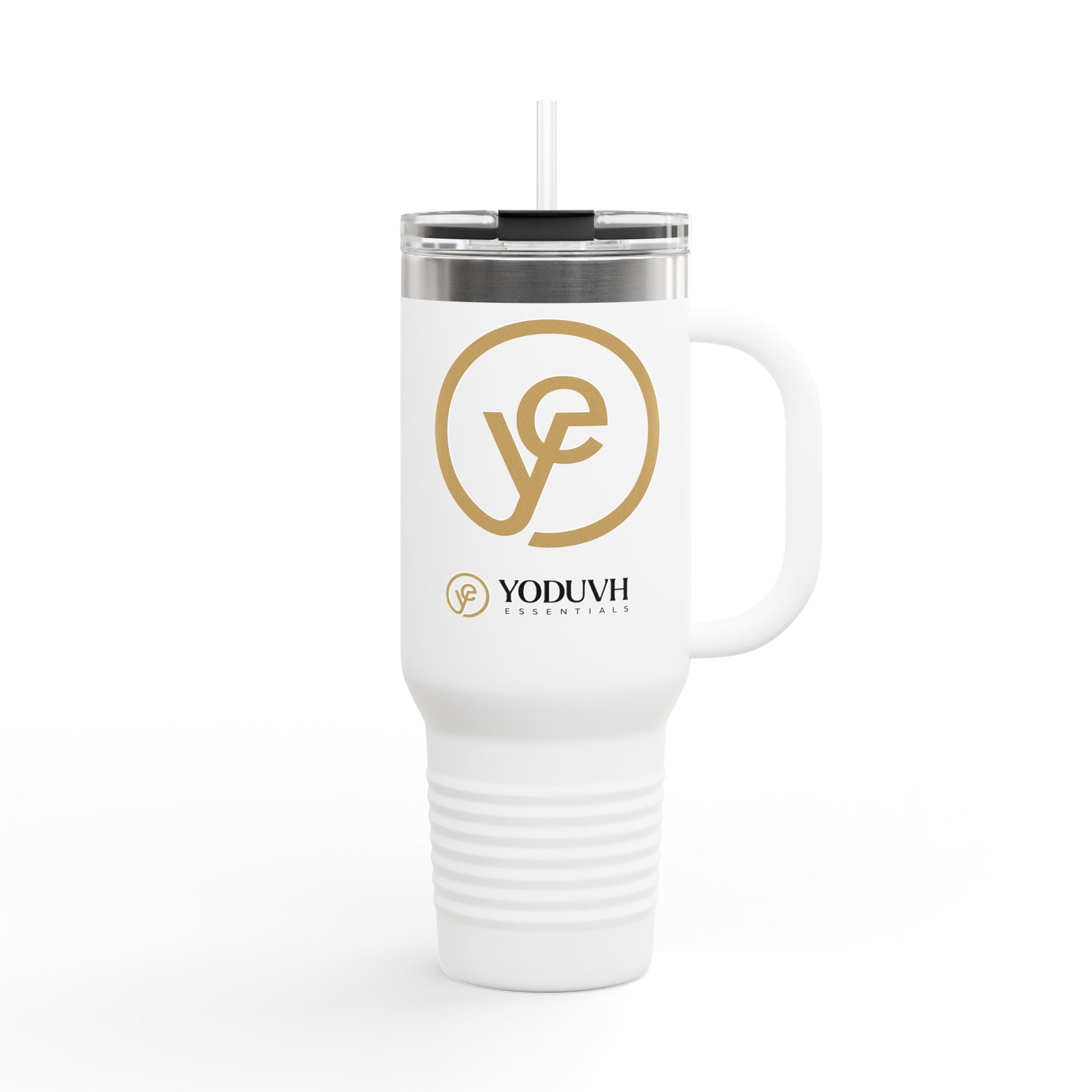 40oz Insulated Travel Mug — White Gold Logo Tumbler