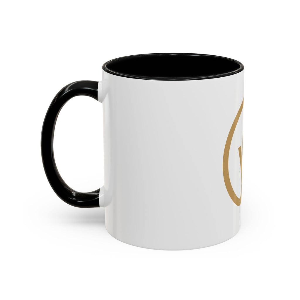 Gold Monogram Accent Coffee Mug — Elegant 've' Logo Ceramic Mug (11/15oz)