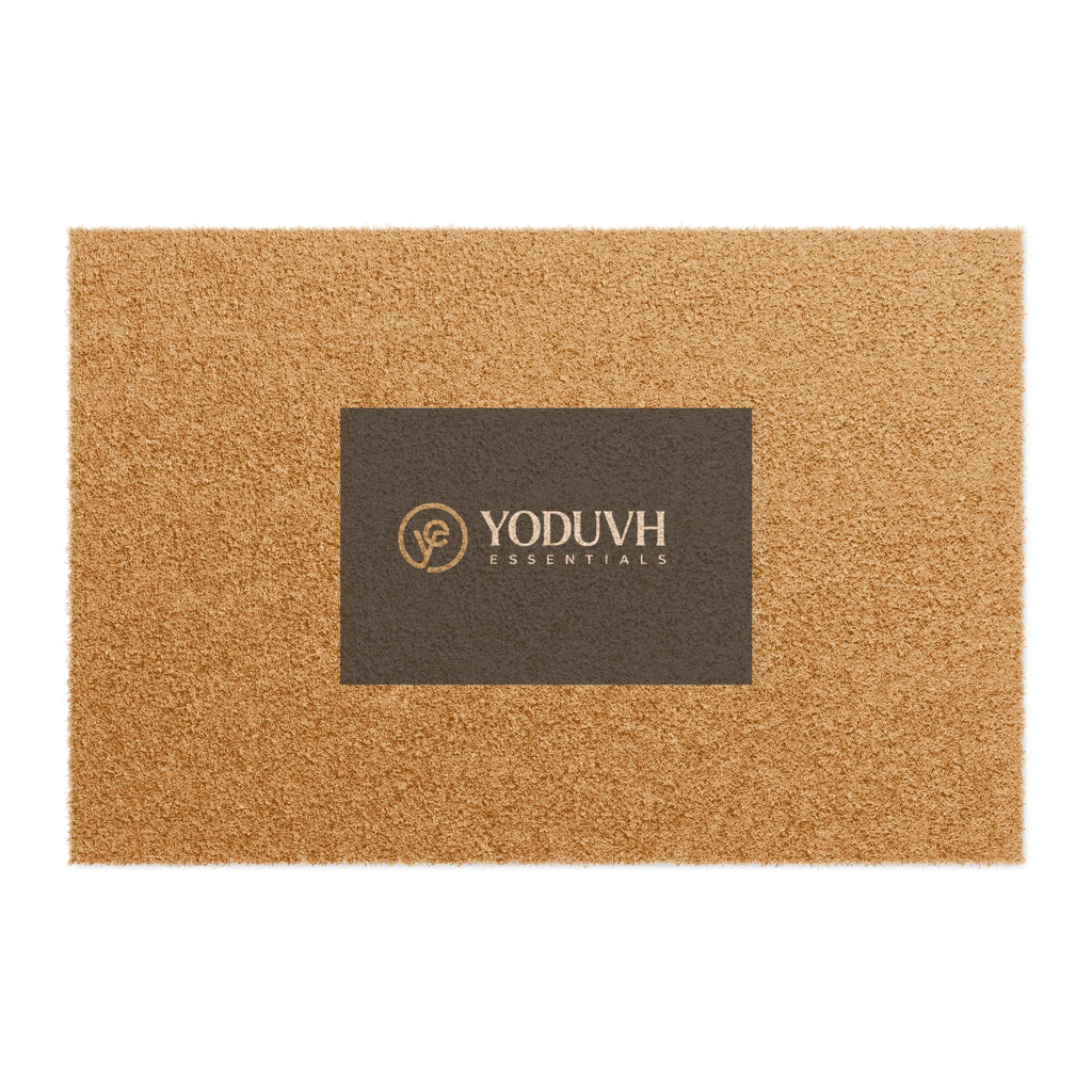 Coir Doormat with Minimal Leaf Logo — Durable Non-Slip Welcome Mat