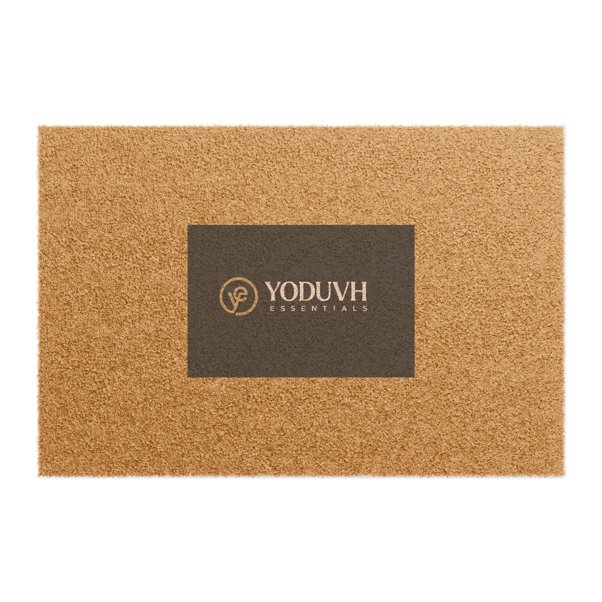 Coir Doormat with Minimal Leaf Logo — Durable Non-Slip Welcome Mat