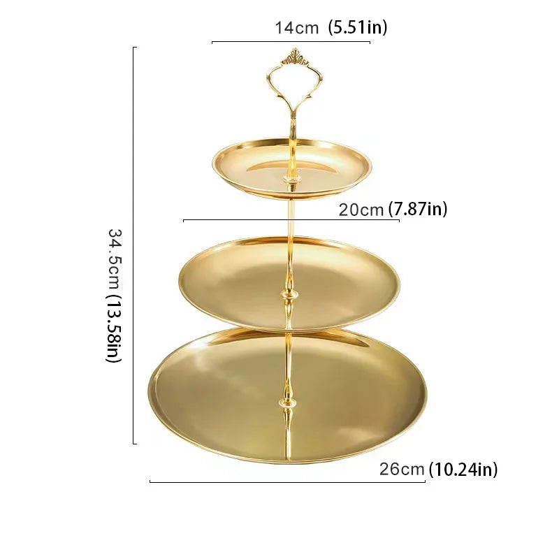 Multi-Layer Stainless Steel Serving Tray, Dessert Cake Fruit Snack Stand for Home, Hotel & Banquet Display