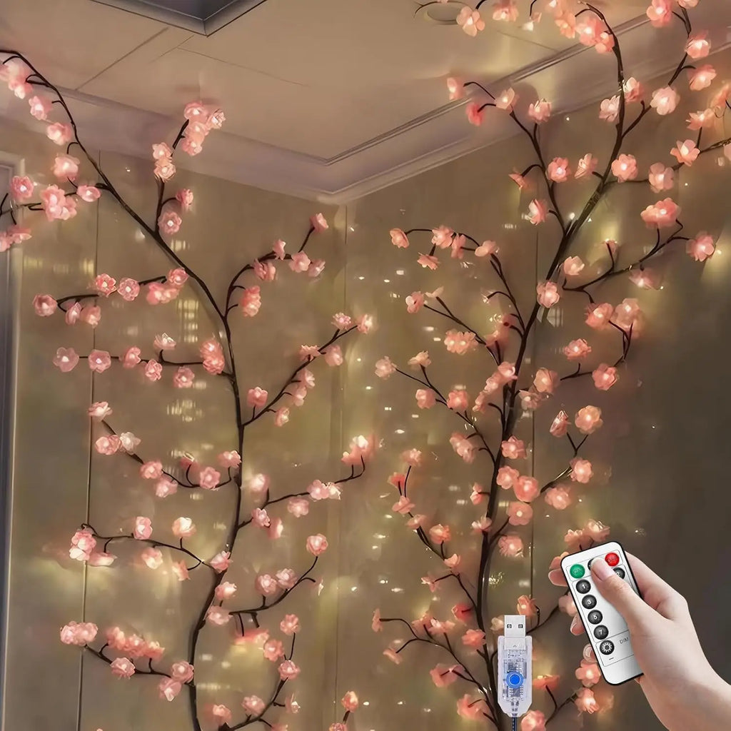 Cherry Blossom 96 Led USB Tree Branch Rattan Lights 8 Modes Colorful String Lamp Valentine Christmas Wedding Bedroom Decoration