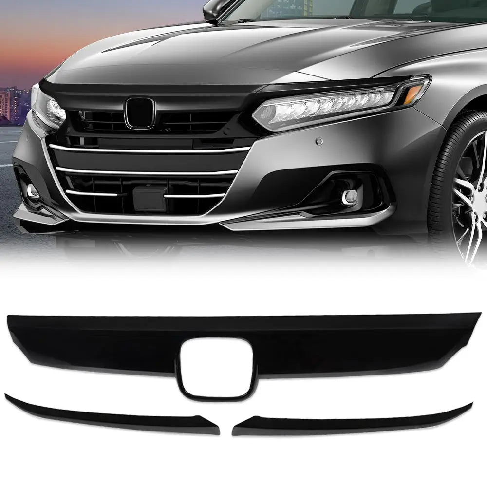3Pcs Front Bumper Mesh Center Grille Grill Molding Strips Cover Trim Fit for Honda Accord 2018 2019 2020