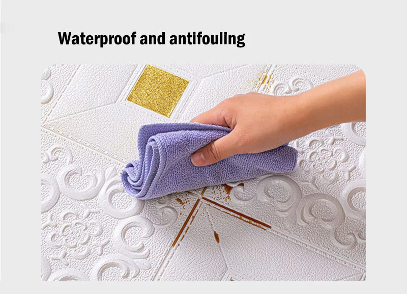 10Pcs 70x70cm Big Size Ceiling Wallpaper 3D Brick Waterproof Wall Stickers Foam Self-Adchive Wall Decoration