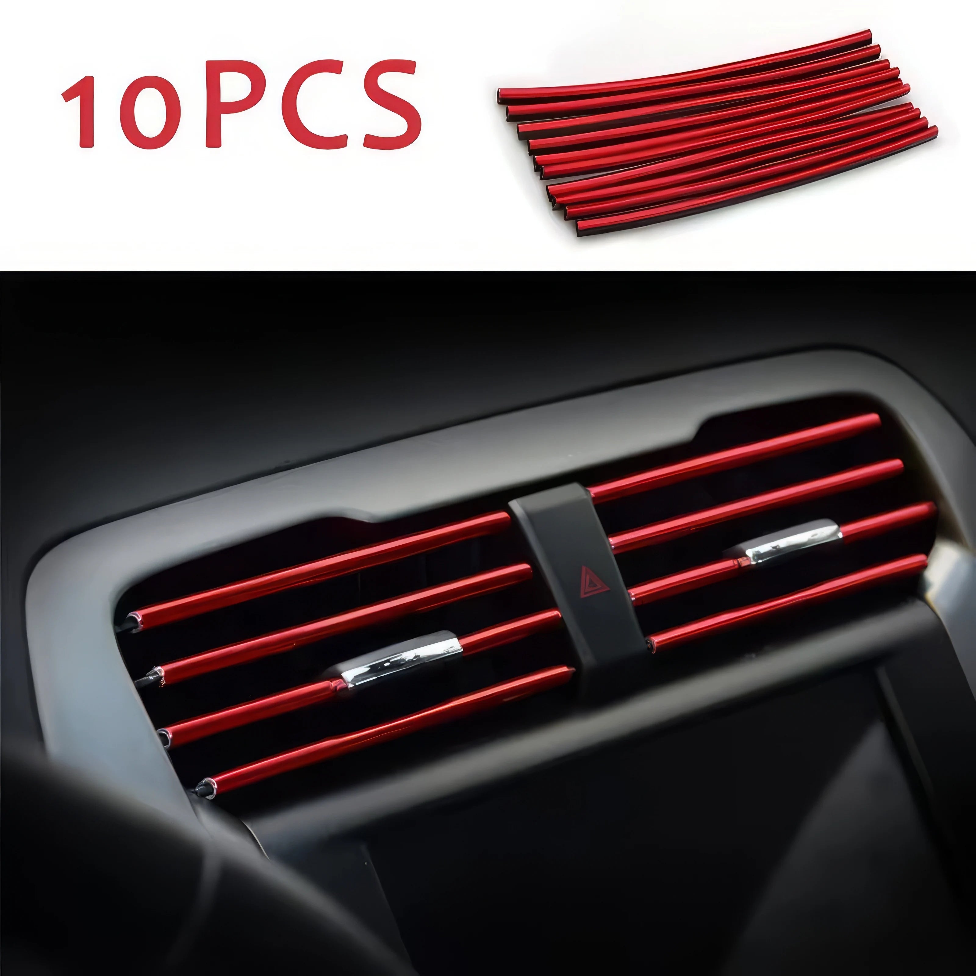 10 Red Decorative Strips, Bendable, Easy To Install, Suitable for Most Car and Truck Air Vents, Interior Decorations