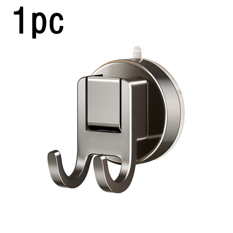 Suction Cup Hooks  - No-Drill Wall Hooks for Bathroom, Kitchen, Door, Tile, Glass, Holds 5lbs, Removable & Reusable (Clear