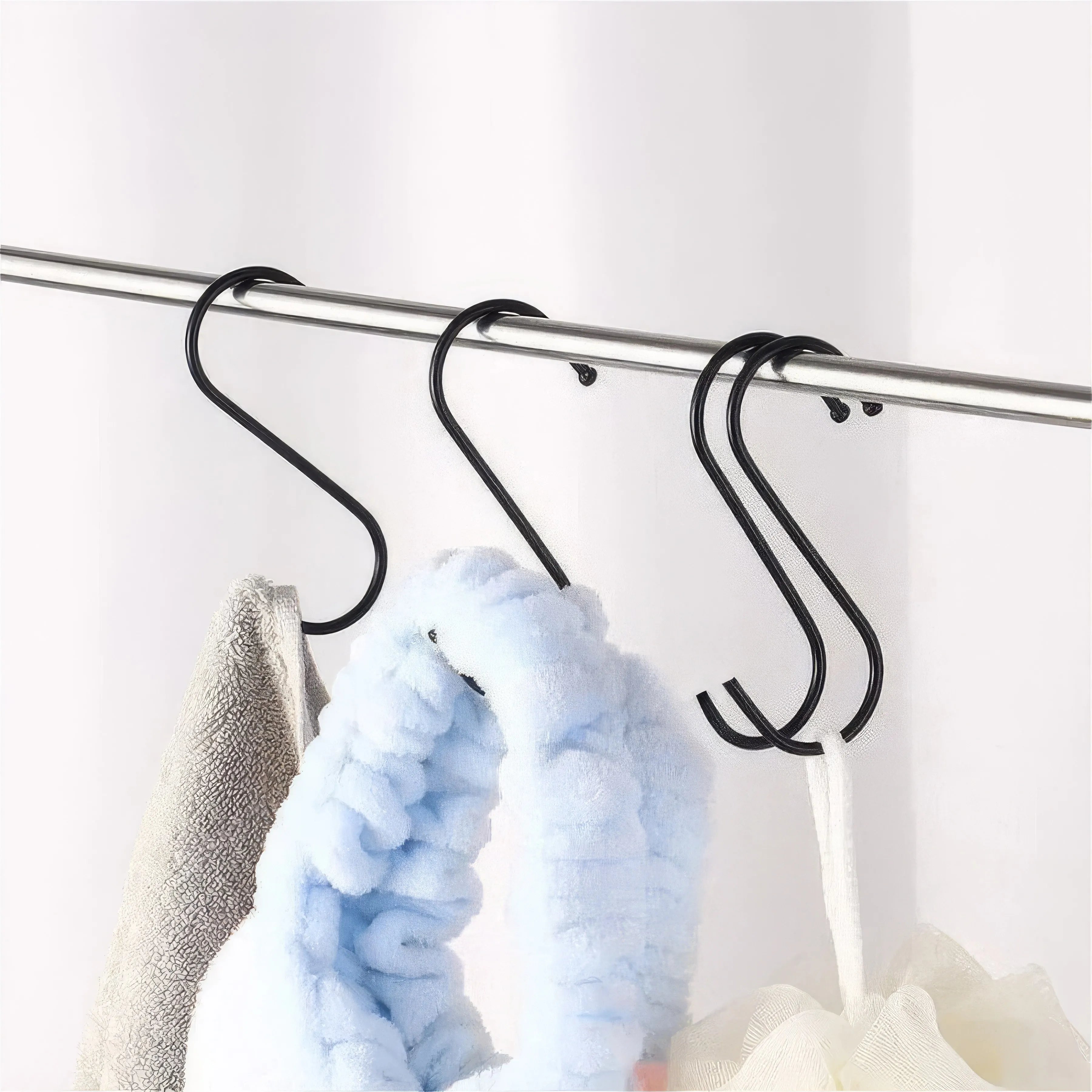 10/20 Black S-shaped Hooks, Wall Mounted Multifunctional Hooks, Used for Hanging Plants, Kitchens, Wardrobes, Black Hooks