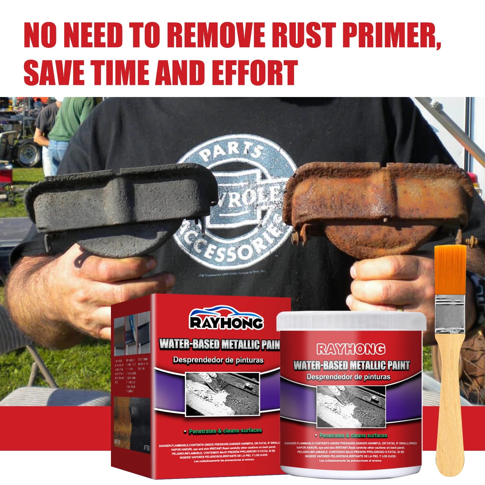 Water-based Metallic Paint Antirust Primer Refurbishment Rust Prevention Iron Metal Surface Clean Protect Rust Removal Paint