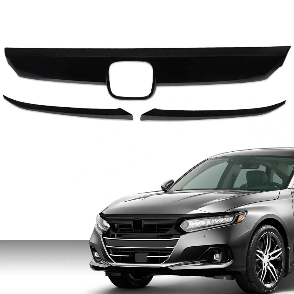 3Pcs Front Bumper Mesh Center Grille Grill Molding Strips Cover Trim Fit for Honda Accord 2018 2019 2020