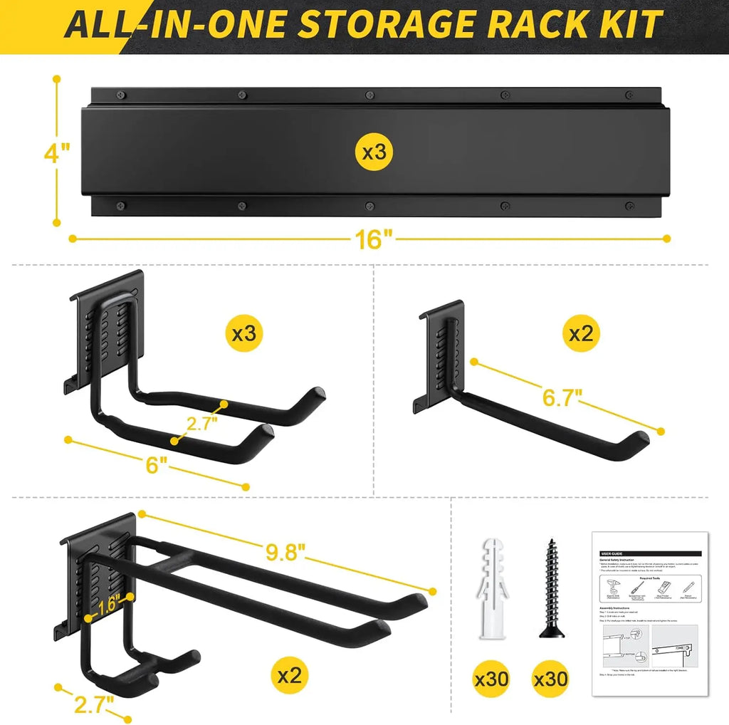 Heavy-Duty Wall-Mounted Tool Hooks – No-Slip Garage & Indoor Storage, Secure, Adjustable & No Assembly Required