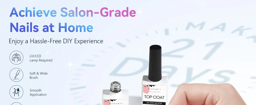 Makartt Gel Top Coat - 2PCS No Wipe Top Coat Gel Nail Polish High Glossy Shine Finish Long Lasting, 10ML Clear Soak Off UV/LED