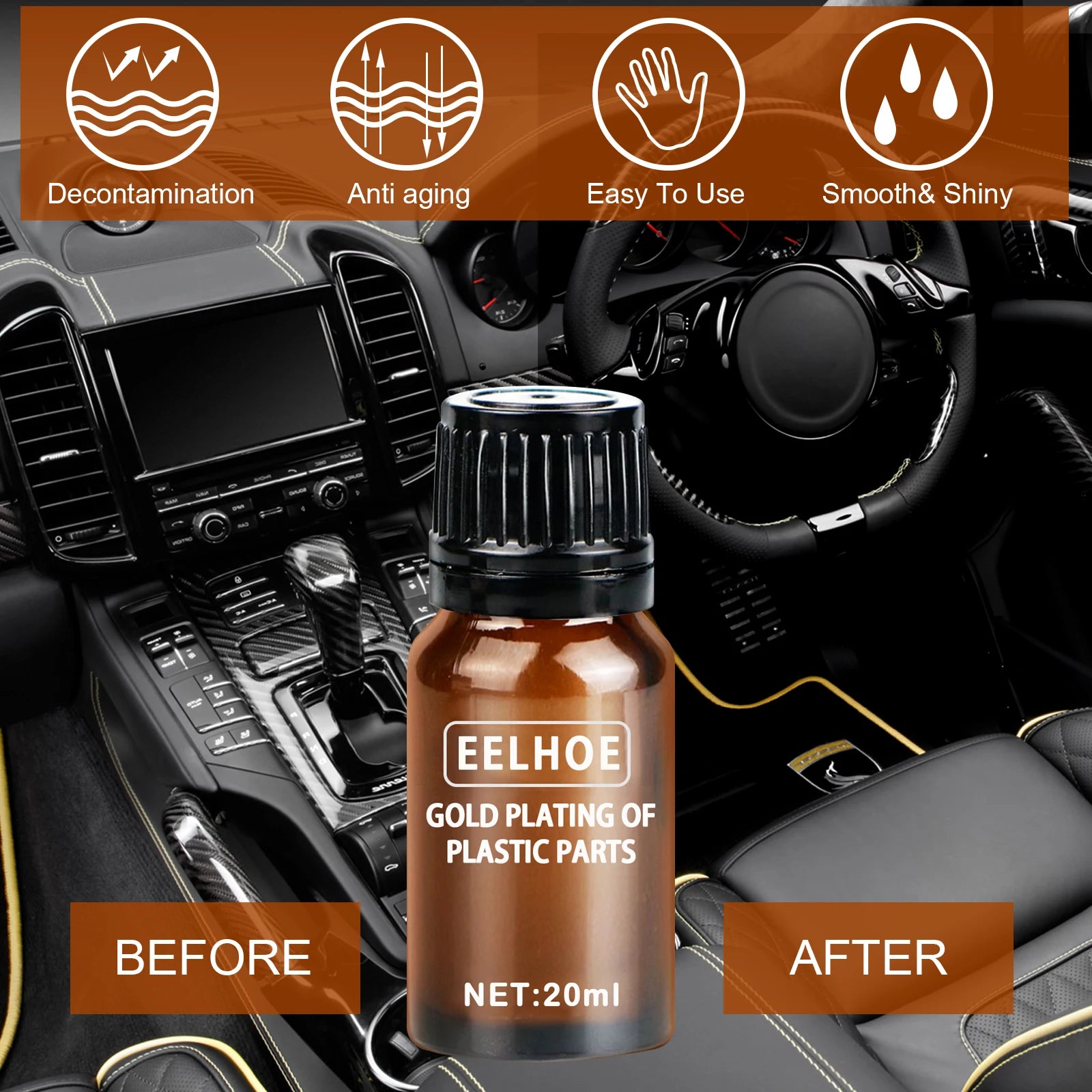 EELHOE Automotive Plastic Crystal Plating Solution Instrument Panel Interior Plastic Renovation Coating Glossing Maintenance