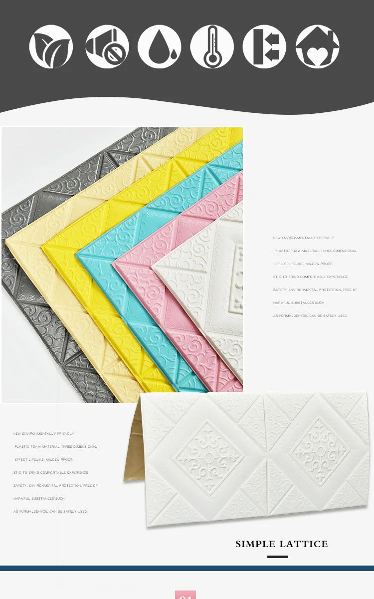 5-20Pcs 35*35cm Ceiling Wallpaper 3D Brick Waterproof Wall Stickers Foam Wall Paper Self-Adhesive Home Decor