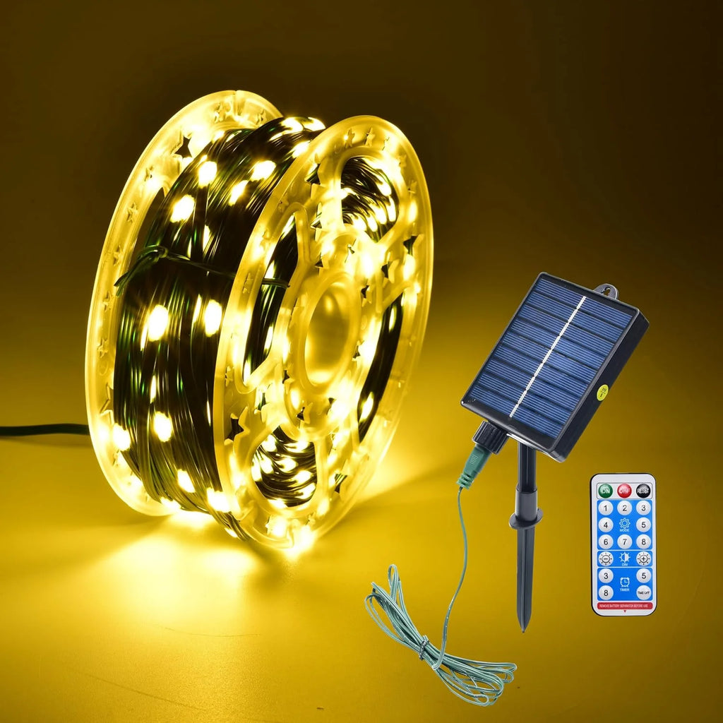 300 LEDs Solar Fairy Lights for Christmas,Parties,Wedding,Garden,Patio,Fence,Decor with Remote Control(Warm,32m)