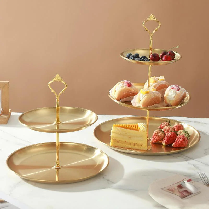 Multi-Layer Stainless Steel Serving Tray, Dessert Cake Fruit Snack Stand for Home, Hotel & Banquet Display
