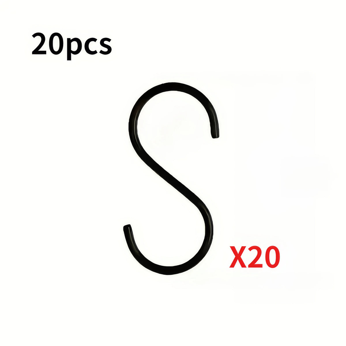 10/20 Black S-shaped Hooks, Wall Mounted Multifunctional Hooks, Used for Hanging Plants, Kitchens, Wardrobes, Black Hooks