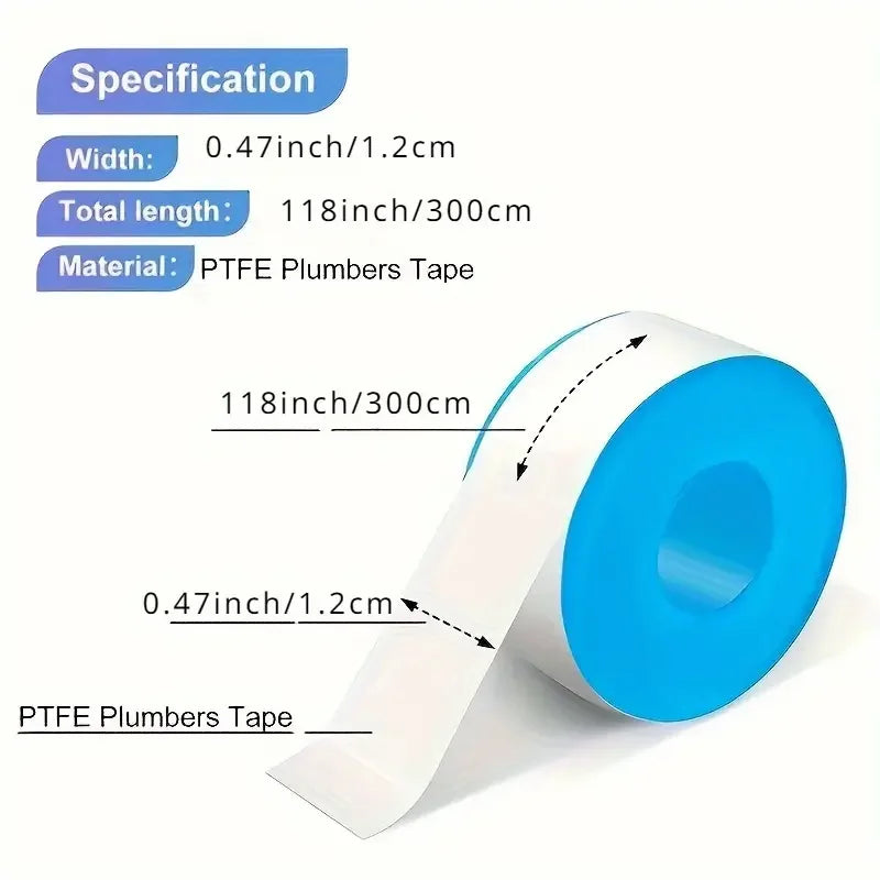 10 Rolls of Blue Sealing Tape, Self-adhesive Waterproof Sealing Tape - Suitable for Water Pipes, Shower Heads, Kitchen Sinks