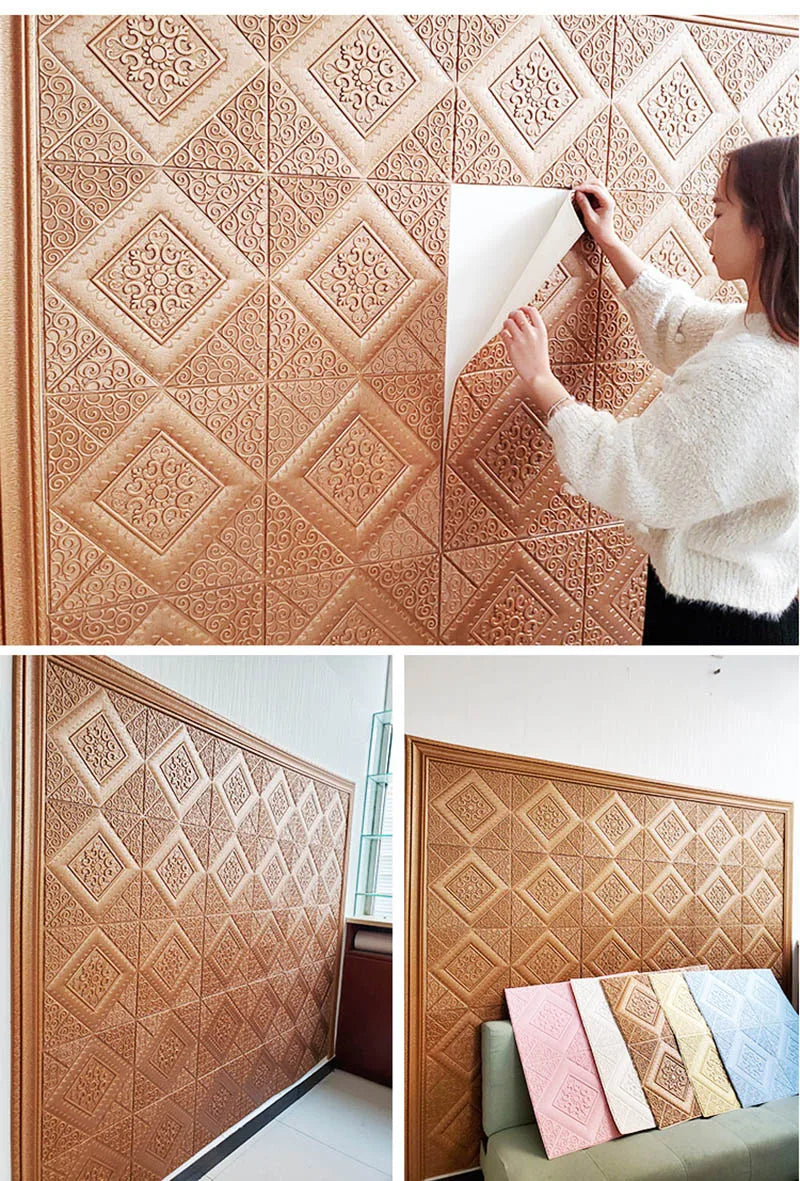 5-20Pcs 35*35cm Ceiling Wallpaper 3D Brick Waterproof Wall Stickers Foam Wall Paper Self-Adhesive Home Decor