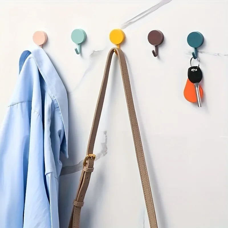 10 Packs Small Adhesive Hooks, Strong Reusable Command Hooks for Bathroom, Kitchen, Room, No Damage-Free Hanging Organization