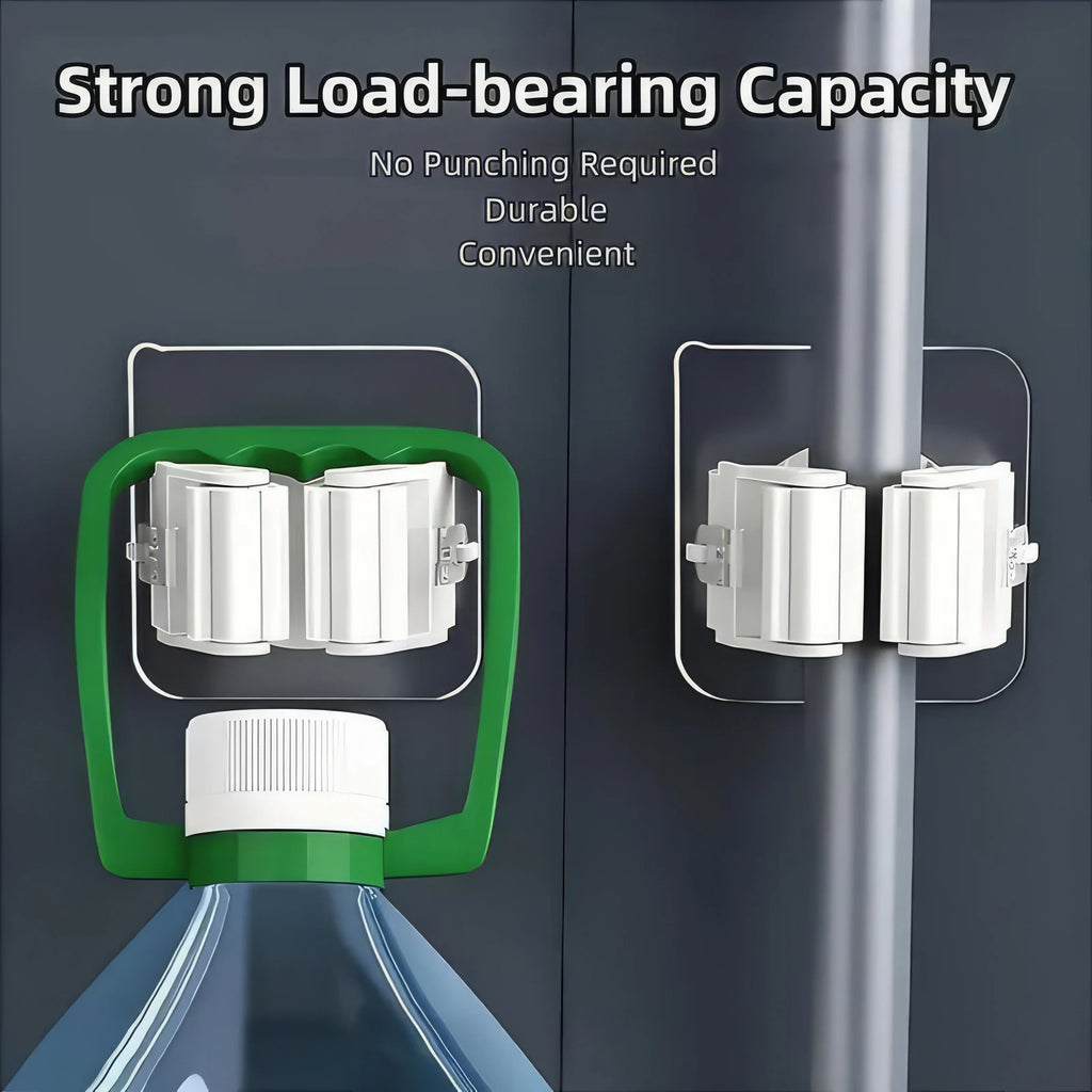 4-piece Mop Holder Without Drilling, Adhesive Installation, Practical Hook, Suitable for Wall Mounting in Bathrooms and Toilets