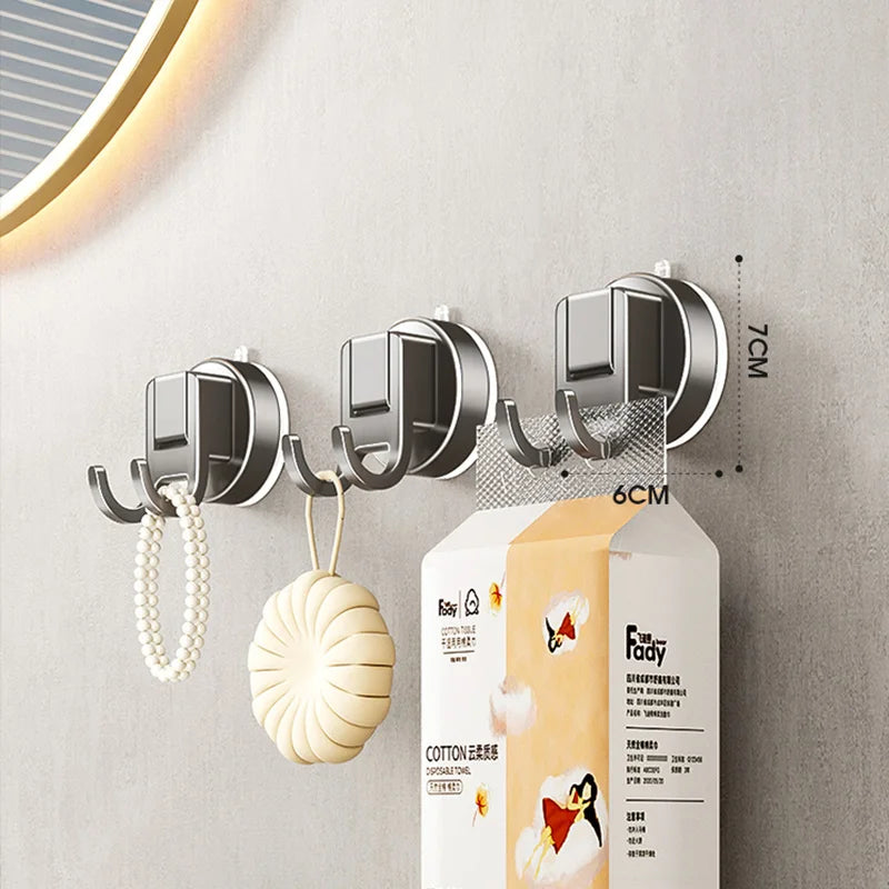 Suction Cup Hooks  - No-Drill Wall Hooks for Bathroom, Kitchen, Door, Tile, Glass, Holds 5lbs, Removable & Reusable (Clear