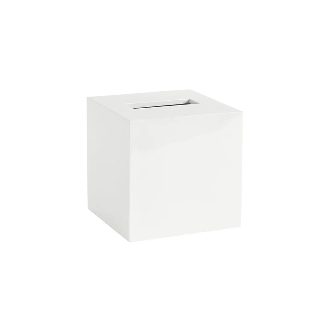 Modern White Resin Tissue Box Cover – Elegant Square Bathroom & Office Napkin Holder