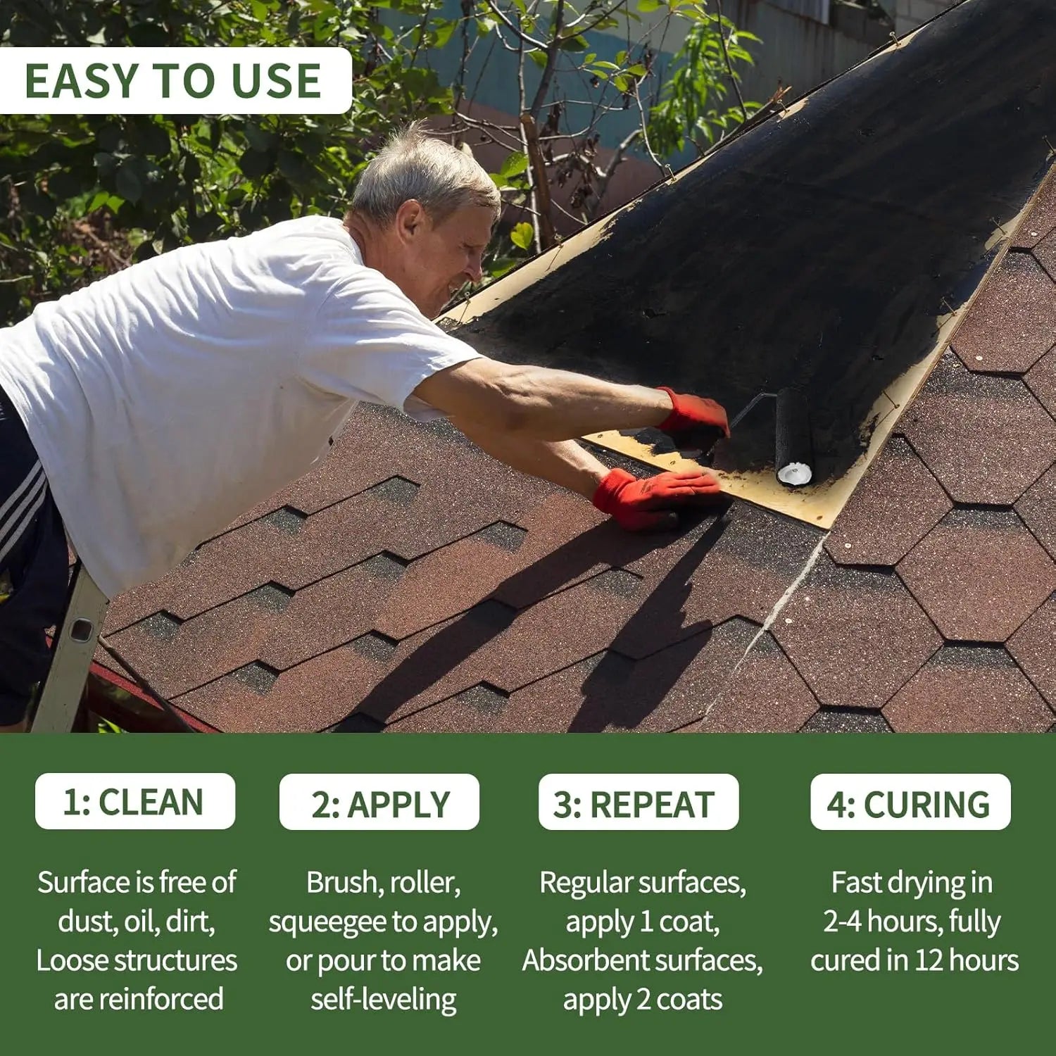 Liquid Rubber Waterproof Sealant-Roof Sealant Waterproof Black, 32 fl Oz Flexible