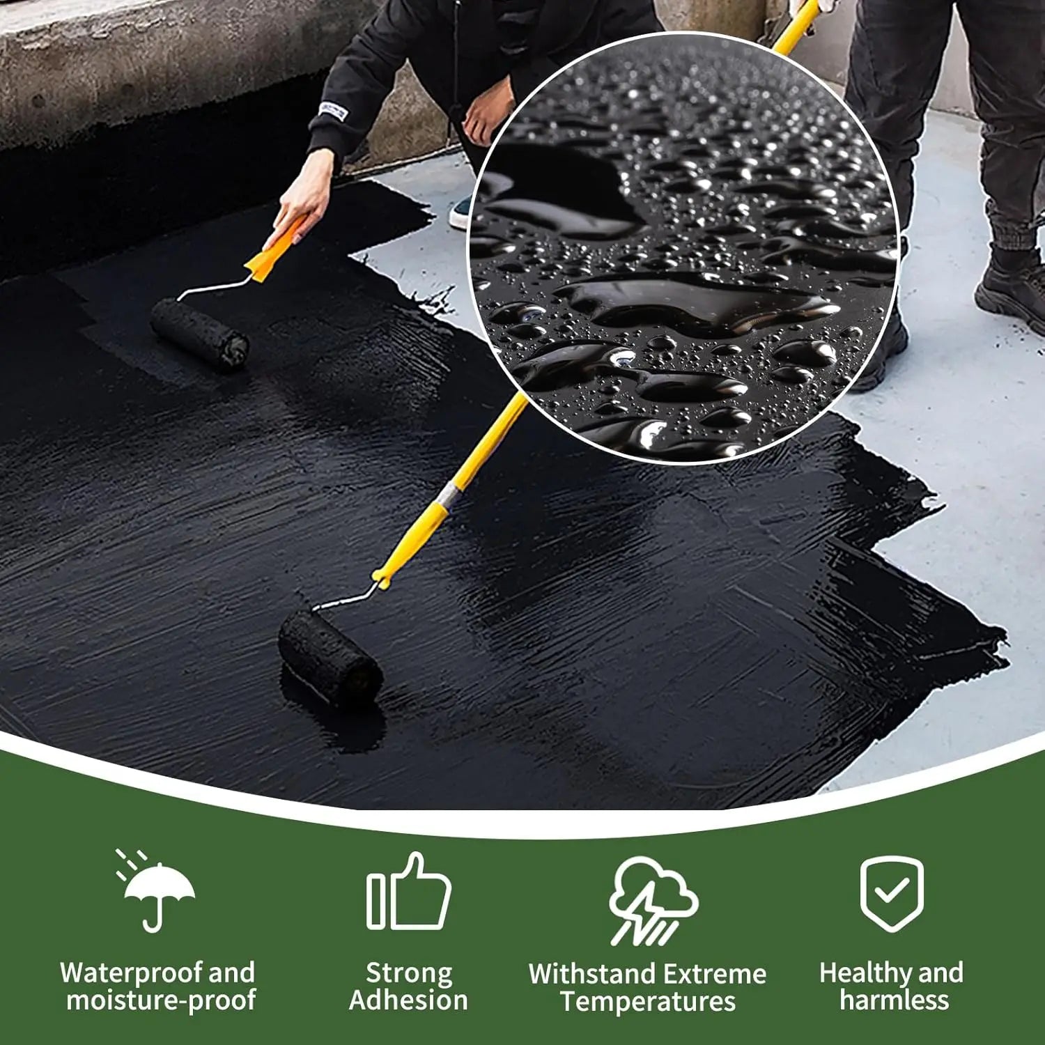 Liquid Rubber Waterproof Sealant-Roof Sealant Waterproof Black, 32 fl Oz Flexible