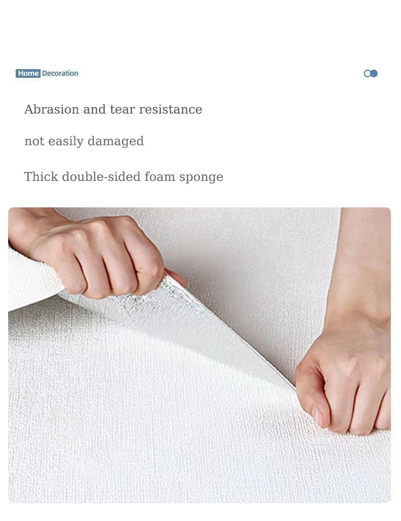 50cm linen foam 3D self-adhesive wall sticker PVC solid color thickened waterproof background wall renovation wallpaper