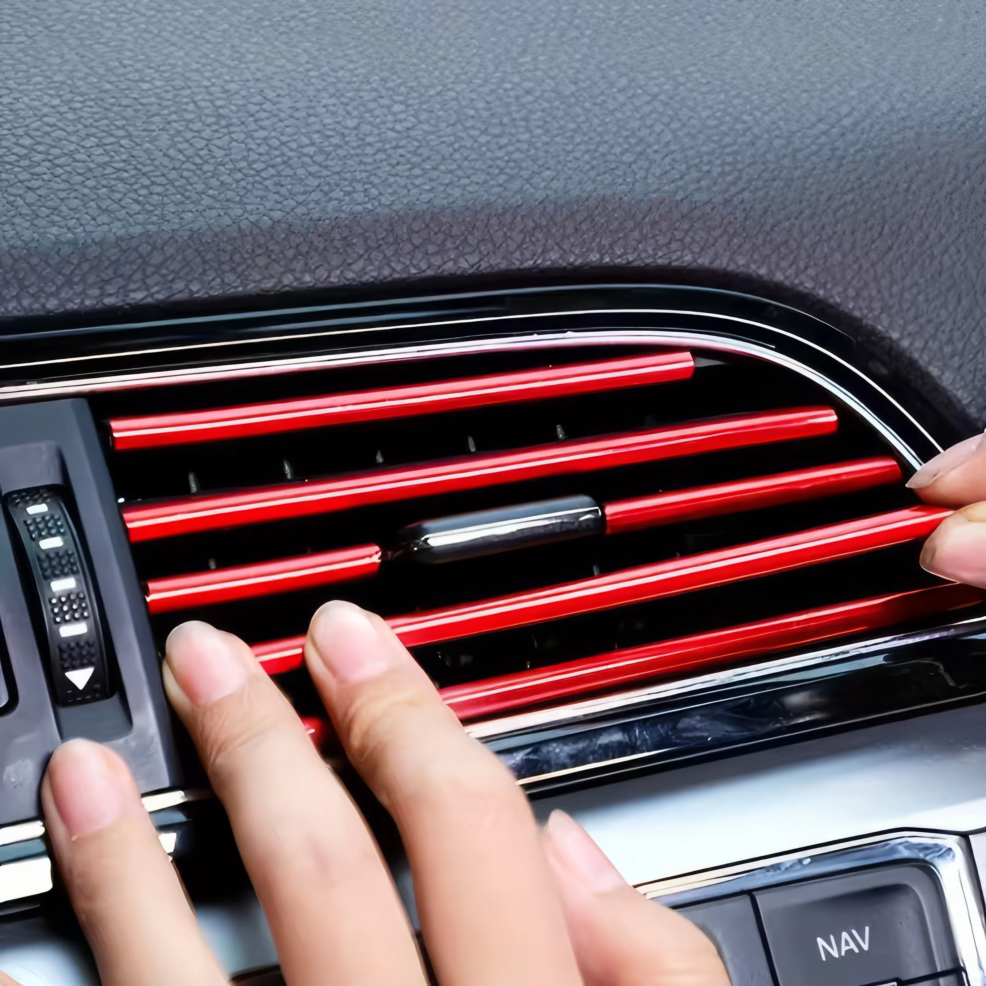 10 Red Decorative Strips, Bendable, Easy To Install, Suitable for Most Car and Truck Air Vents, Interior Decorations