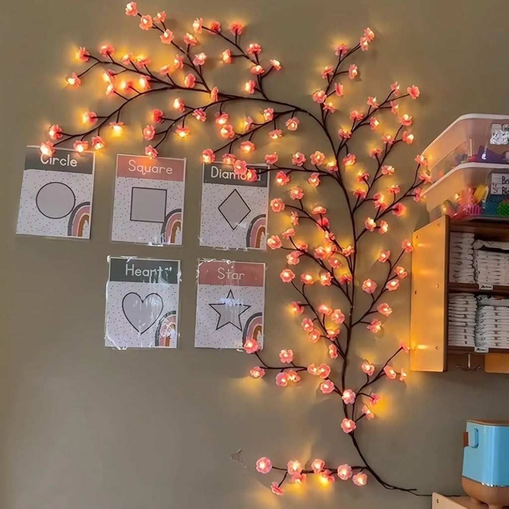 Cherry Blossom 96 Led USB Tree Branch Rattan Lights 8 Modes Colorful String Lamp Valentine Christmas Wedding Bedroom Decoration