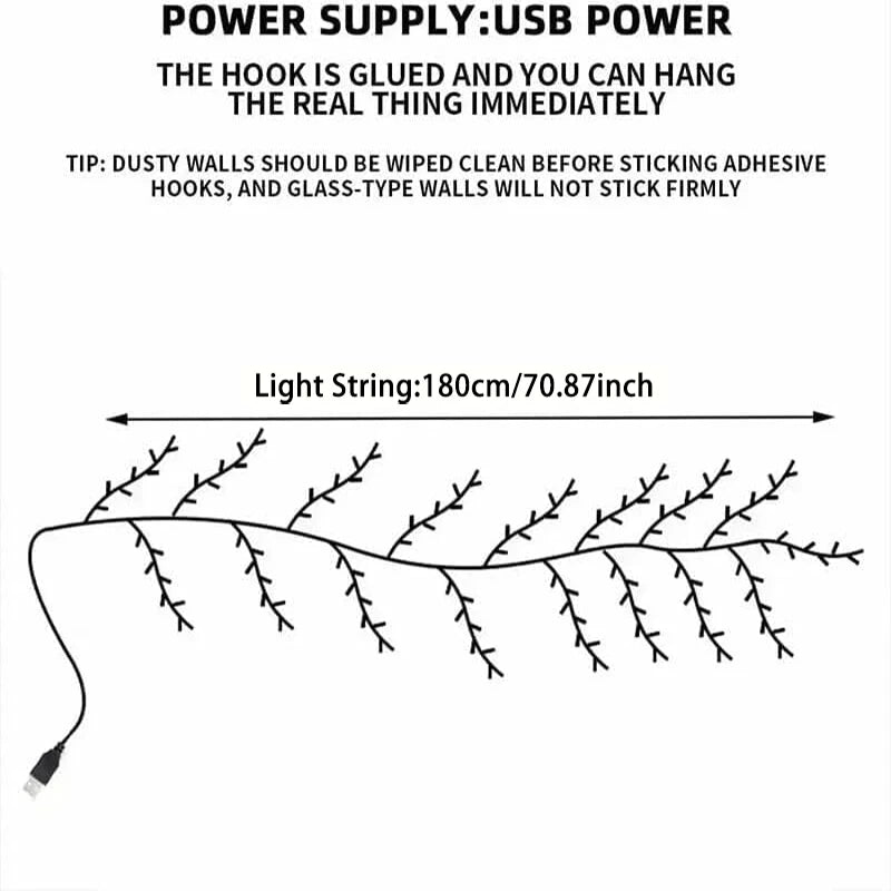 Cherry Blossom 96 Led USB Tree Branch Rattan Lights 8 Modes Colorful String Lamp Valentine Christmas Wedding Bedroom Decoration