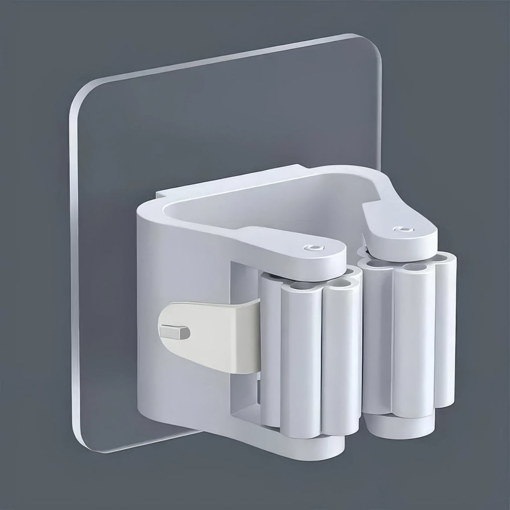4-piece Mop Holder Without Drilling, Adhesive Installation, Practical Hook, Suitable for Wall Mounting in Bathrooms and Toilets