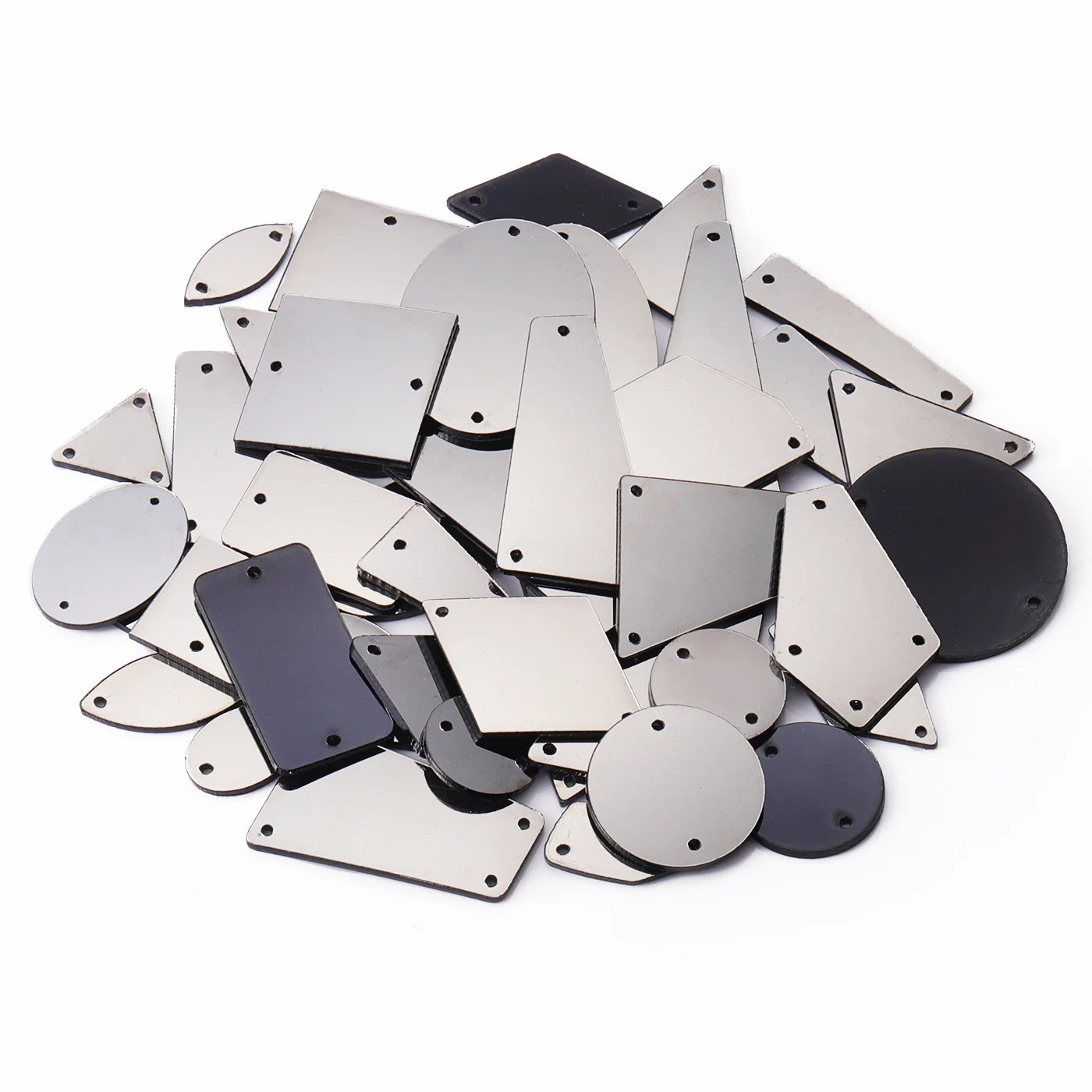QIIY 50Pcs Mix Size Acrylic Mirror Sewing Rhinestones Sew On Flatback Sewn Stones For DIY Crafts Clothe Garment Dress Decoration