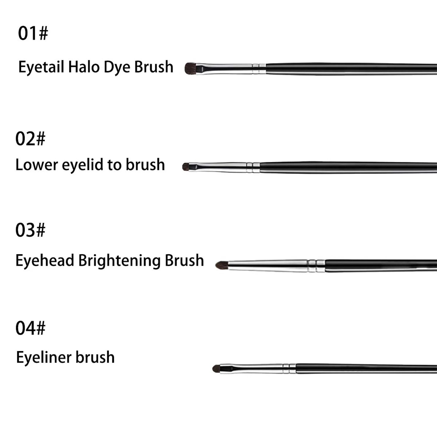 4Pcs Eye Detail Brushes Set, Eyeshadow Brushes, Undereye Smudge Brushes, Soft Eyeliner Brush, Perfect Eye Makeup Tools