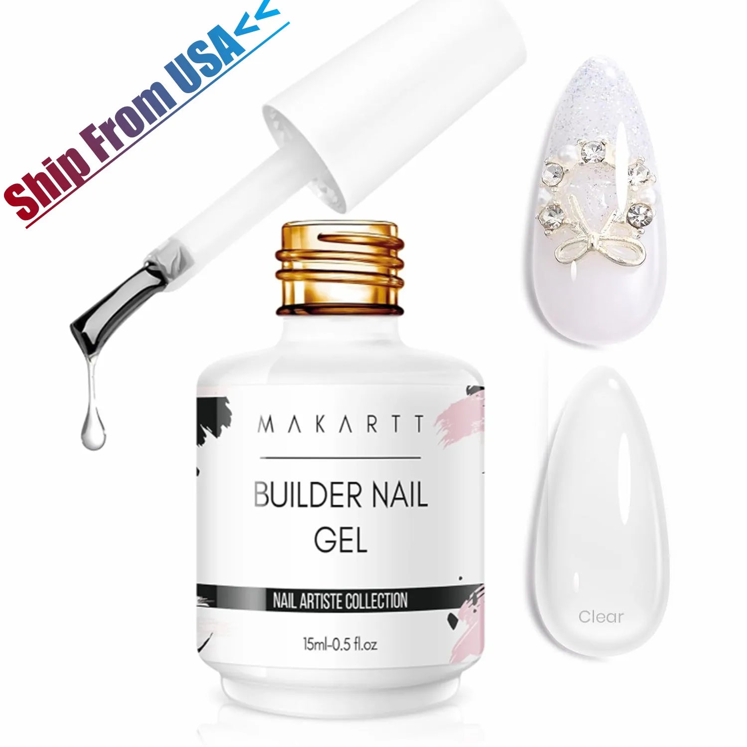 Builder Nail Gel, 7-in-One Clear Builder for Nails, LED Lamp Cured Rubber Base Gel Polish Coat Strengthener Thickening Extension