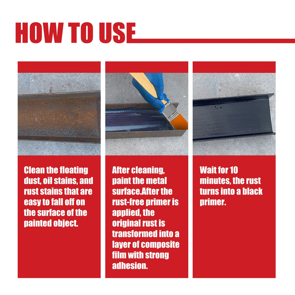 Water-based Metallic Paint Antirust Primer Refurbishment Rust Prevention Iron Metal Surface Clean Protect Rust Removal Paint